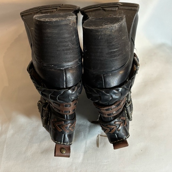 PIKOLINOS Sz 39 Leather Ankle Boots With Decorative Straps Stacked Heels Zipper - Picture 14 of 15
